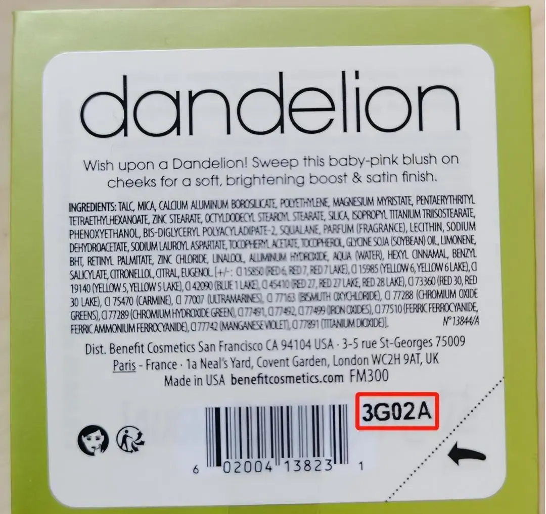 Cosmetic and perfume batch code
